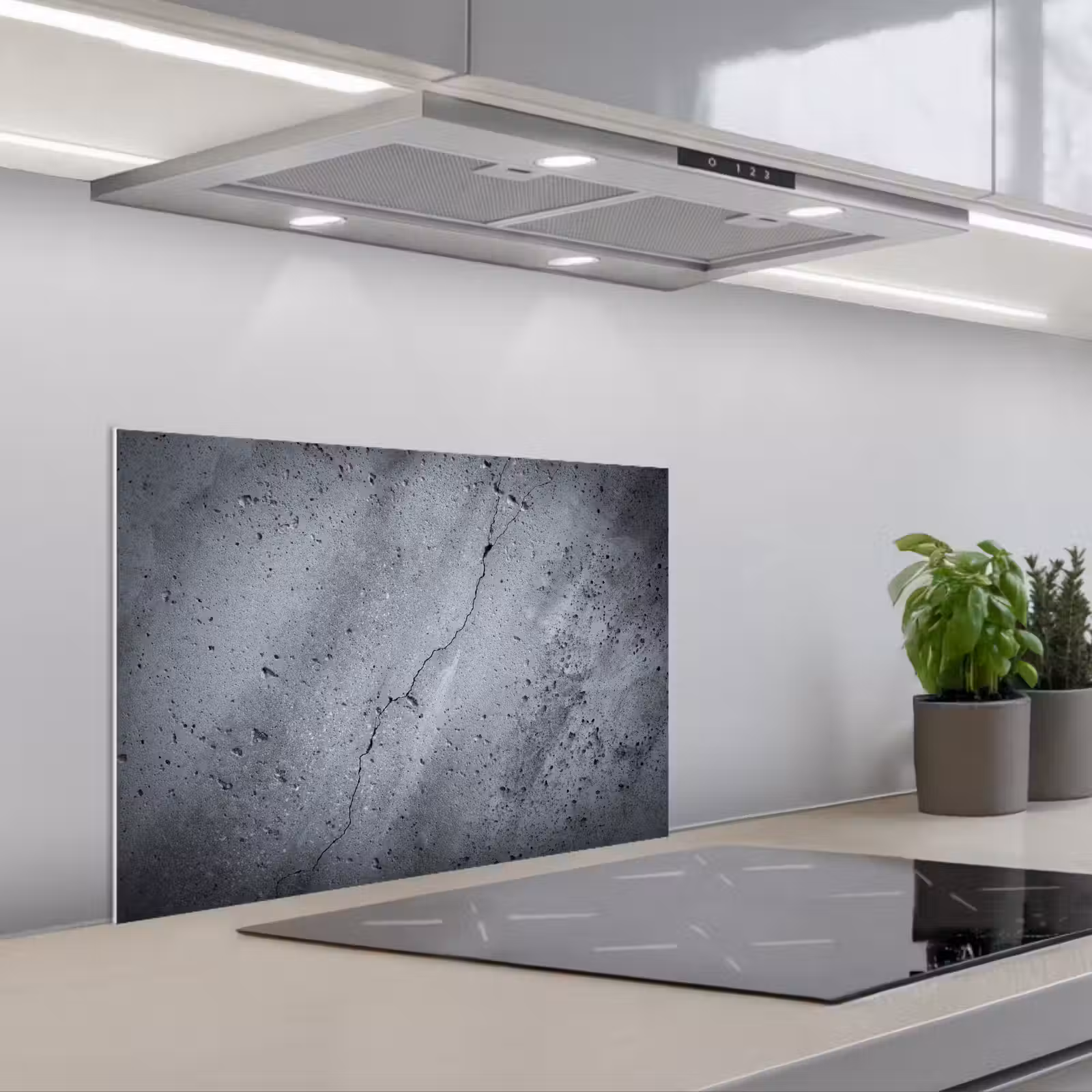 Spatscherm keuken - Beton - Grijs - Scheur — 1