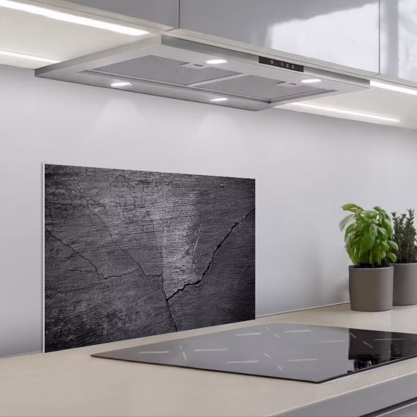 Spatscherm keuken - Beton - Zwart - Scheur — 1