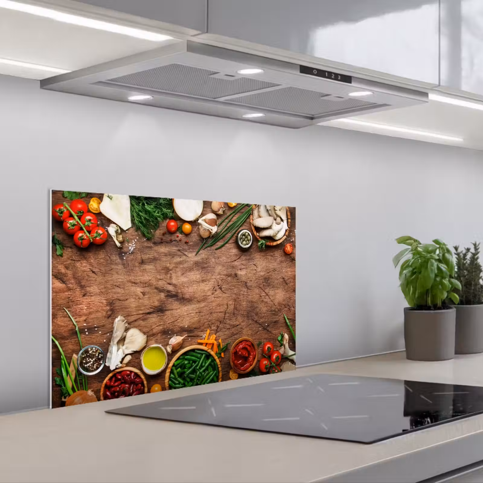 Spatscherm keuken - Kruiden - Groente - Rustiek — 1