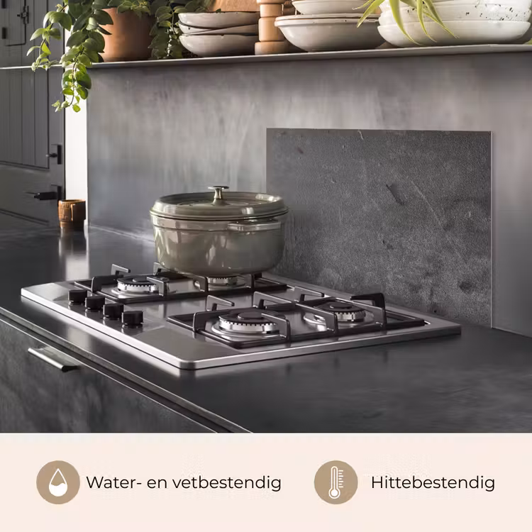 Spatscherm keuken - Beton - Grijs - Lijn - Vormen — 2