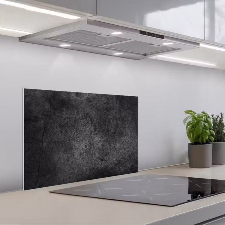 Spatscherm keuken - Beton - Structuur - Retro - Zwart - Grijs - Rustiek — 1