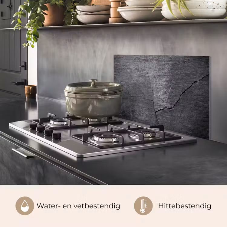 Spatscherm keuken - Beton - Zwart - Scheur — 2
