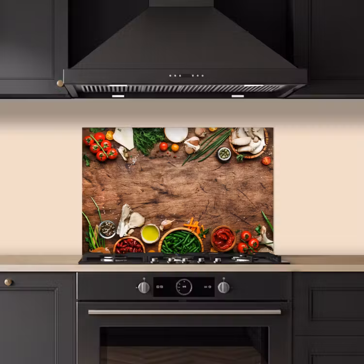 Spatscherm keuken - Kruiden - Groente - Rustiek — 5