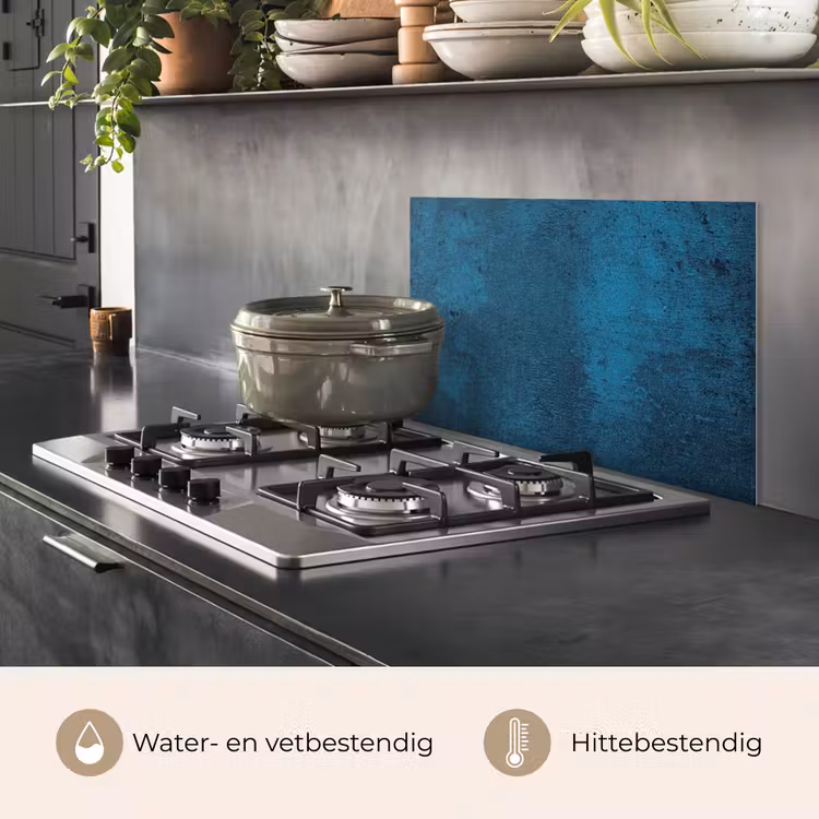 Spatscherm keuken - Natuursteen - Beton - Steen - Blauw — 2