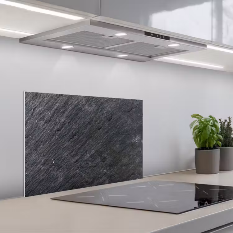Spatscherm keuken - Natuursteen - Industrieel - Leisteen - Structuur - Grijs — 1