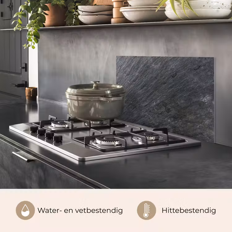 Spatscherm keuken - Natuursteen - Industrieel - Leisteen - Structuur - Grijs — 2