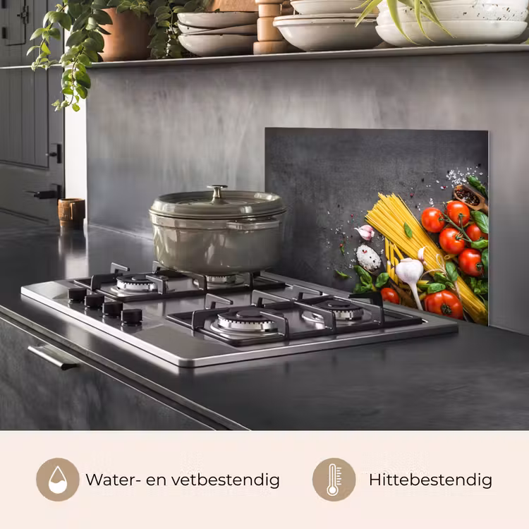 Spatscherm keuken - Pasta - Kruiden - Tomaat - Specerijen - Rustiek — 2