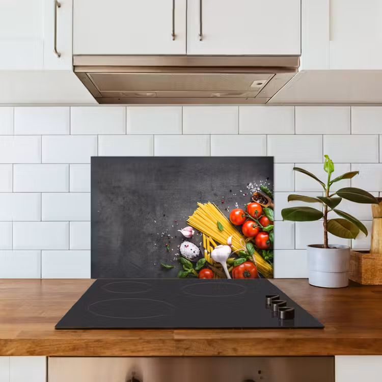 Spatscherm keuken - Pasta - Kruiden - Tomaat - Specerijen - Rustiek — 3