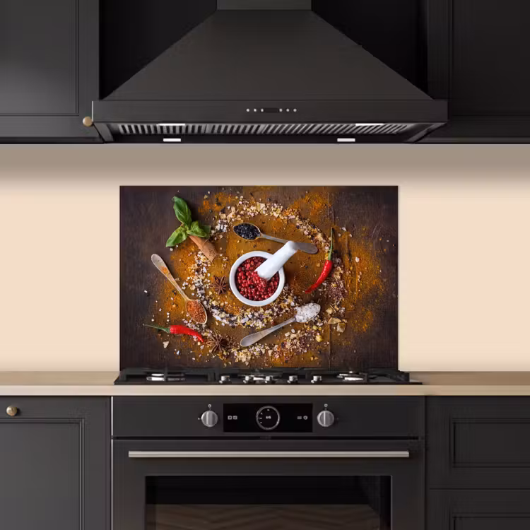 Spatscherm keuken - Vijzel - Kruiden - Lepels - Specerijen - Bruin - Peper — 5