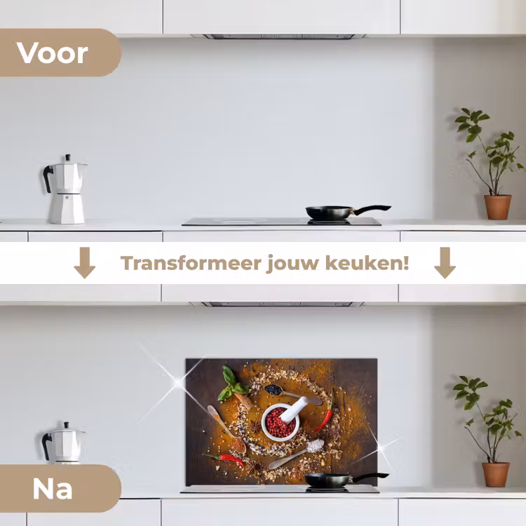 Spatscherm keuken - Vijzel - Kruiden - Lepels - Specerijen - Bruin - Peper — 7
