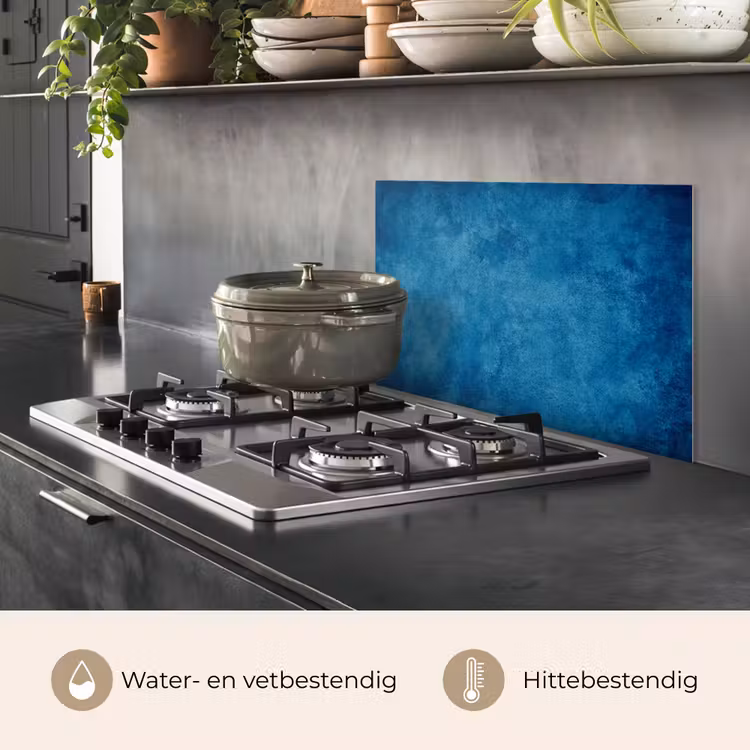Spatscherm keuken - Beton - Blauw - Vintage - Structuur - Industrieel — 2