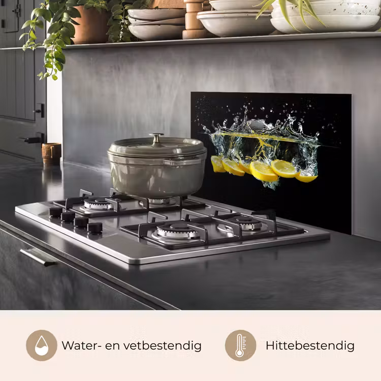 Spatscherm keuken - Citroen - Fruit - Geel - Stilleven - Water — 2