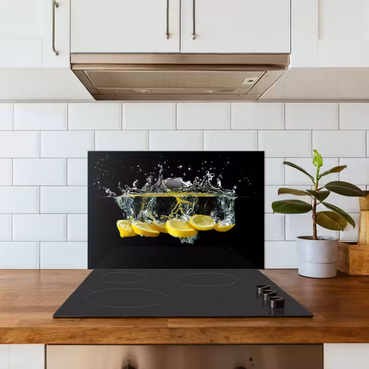 Spatscherm keuken - Citroen - Fruit - Geel - Stilleven - Water — 3