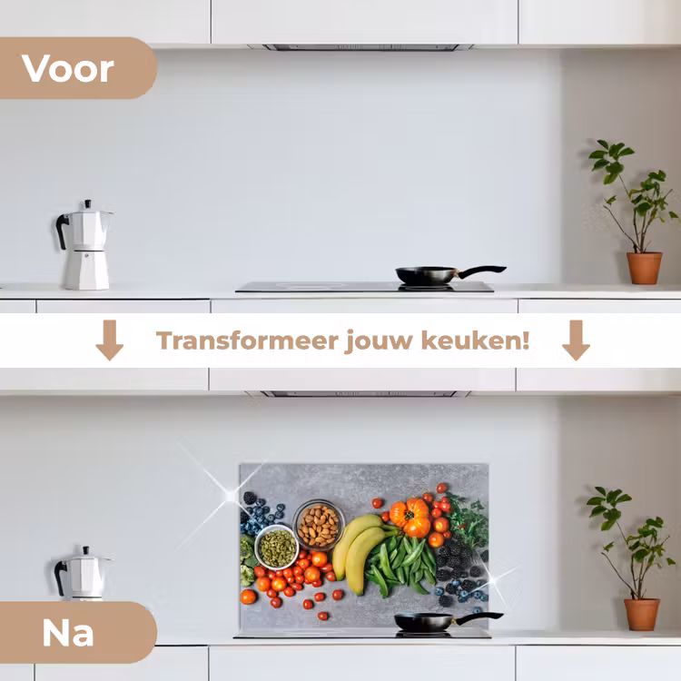 Spatscherm keuken - Groente - Fruit - Grijs — 7