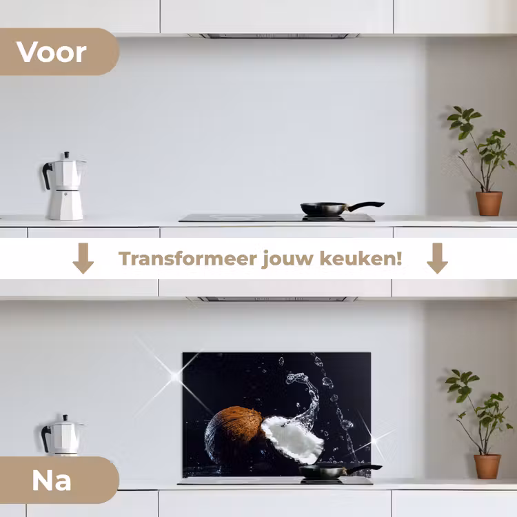 Spatscherm keuken - Kokosnoot - Stilleven - Water - Zwart - Fruit — 7