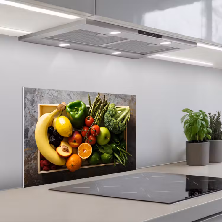 Spatscherm keuken - Krat - Fruit - Regenboog — 1