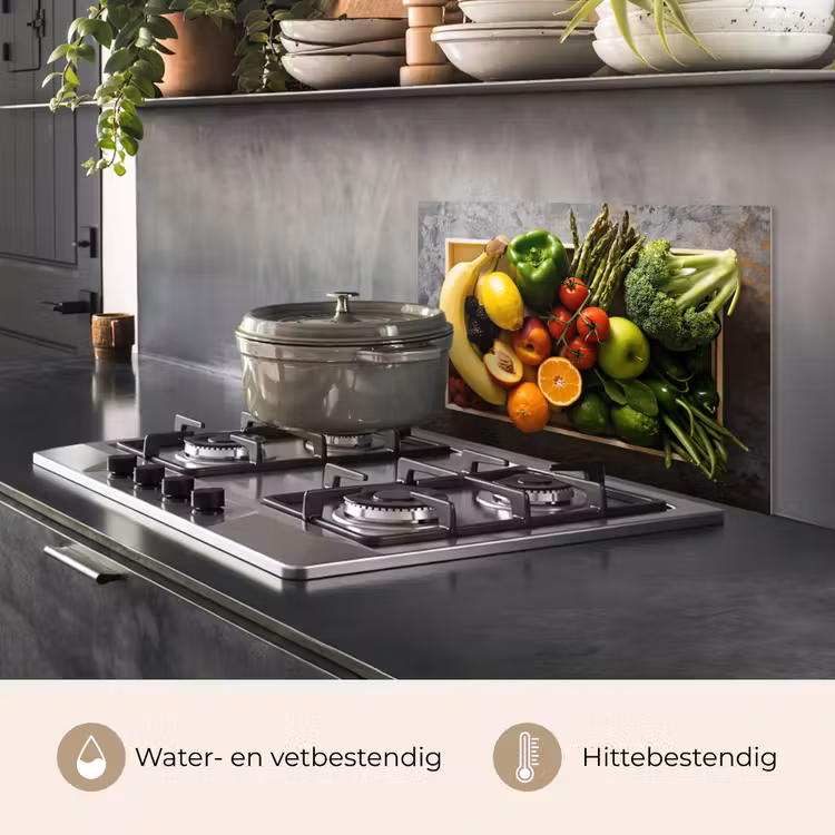 Spatscherm keuken - Krat - Fruit - Regenboog — 2