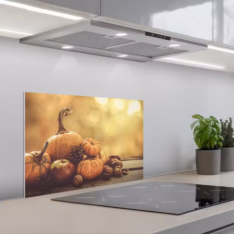 Spatscherm keuken - Pompoen - Herfst - Dennenappel - Fruit - Appel — 1