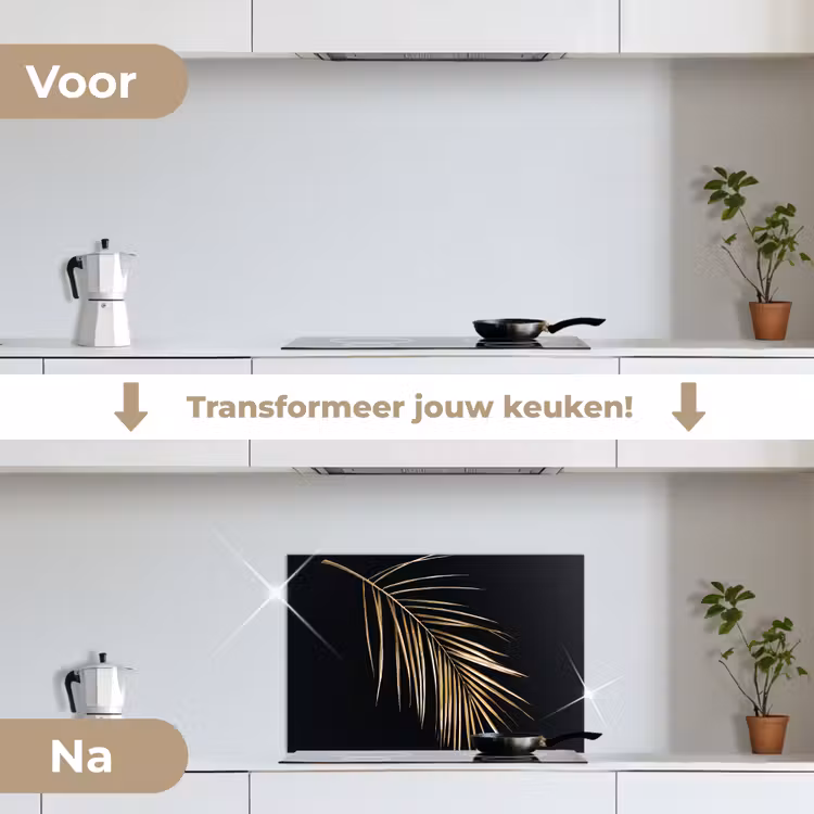 Spatscherm keuken - Planten - Goud - Zwart - Bladeren - Luxe — 7