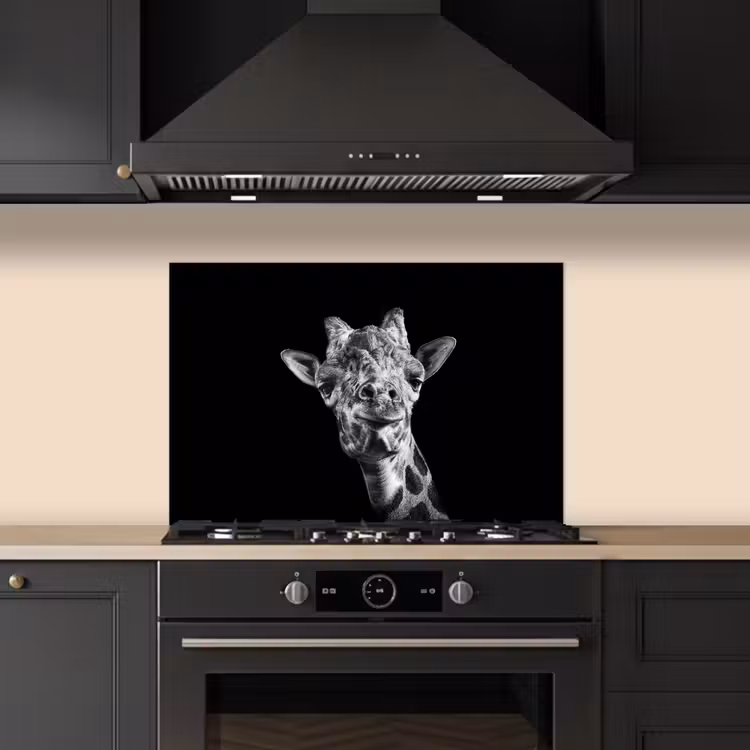 Spatscherm keuken - Giraffe - Dier - Zwart - Wit — 5