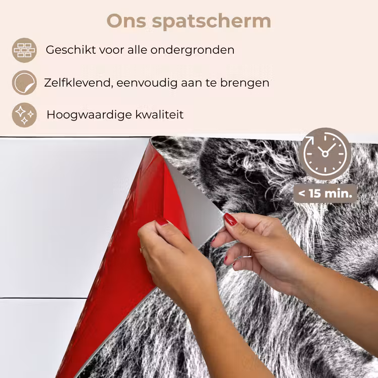 Spatscherm keuken - Portret - Leeuw - Zwart wit — 4