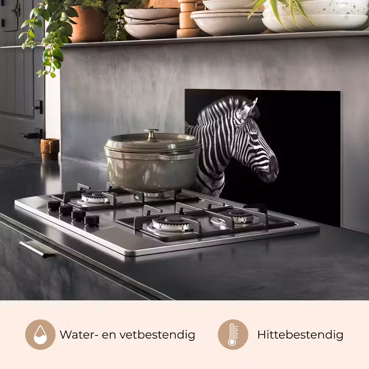 Spatscherm keuken - Zebra - Zwart - Wit - Portret - Dieren — 2