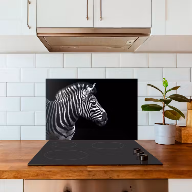 Spatscherm keuken - Zebra - Zwart - Wit - Portret - Dieren — 3