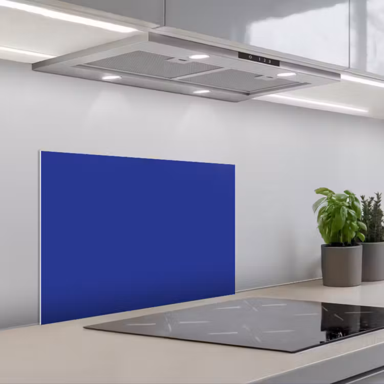 Spatscherm keuken - Blauw - Effen kleur - Donkerblauw — 1