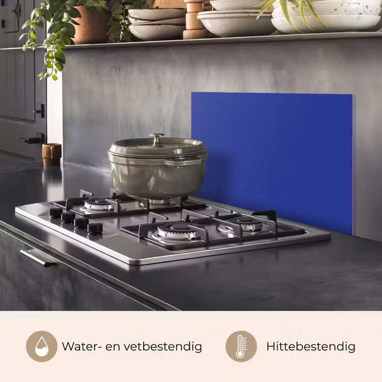 Spatscherm keuken - Blauw - Effen kleur - Donkerblauw — 2