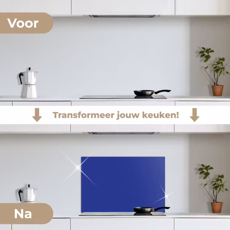 Spatscherm keuken - Blauw - Effen kleur - Donkerblauw — 7