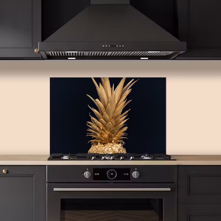 Spatscherm keuken - Ananas - Goud - Verf - Zwart - Fruit - Luxe — 5