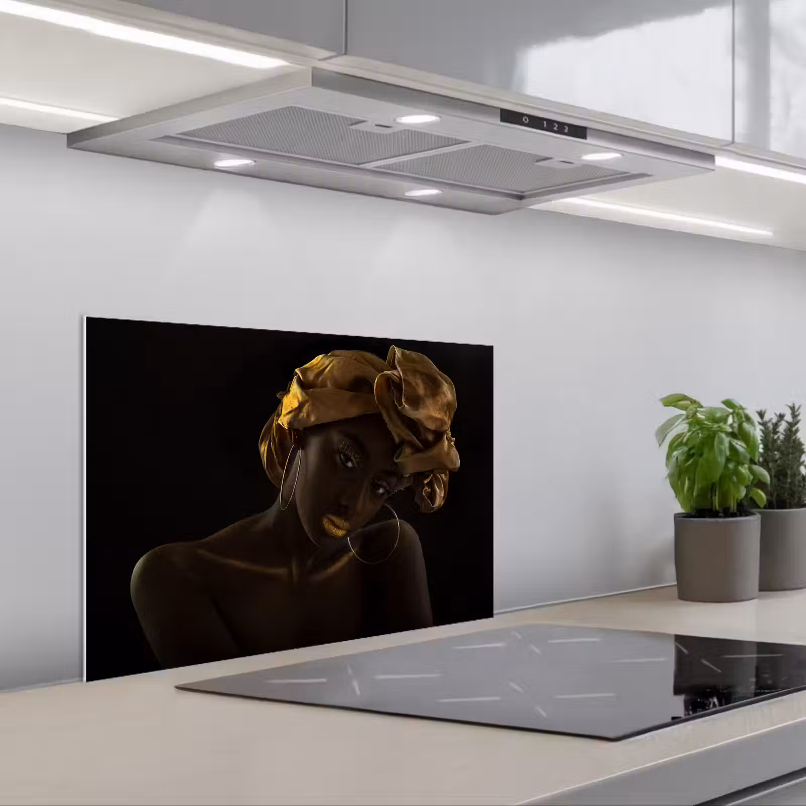 Spatscherm keuken - Vrouwen - Hoofddoek - Goud - Luxe — 1