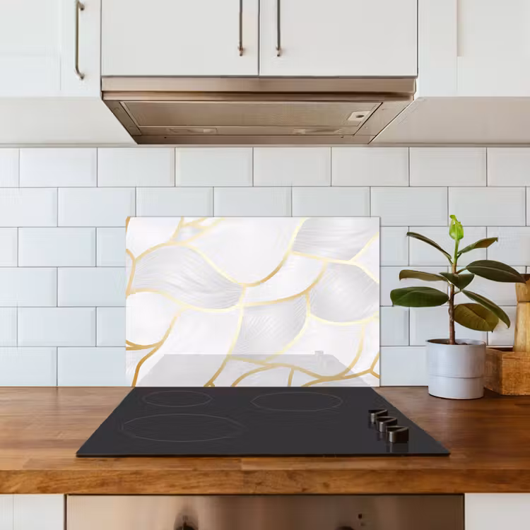Spatscherm keuken - Abstract patroon met gouden lijnen — 3