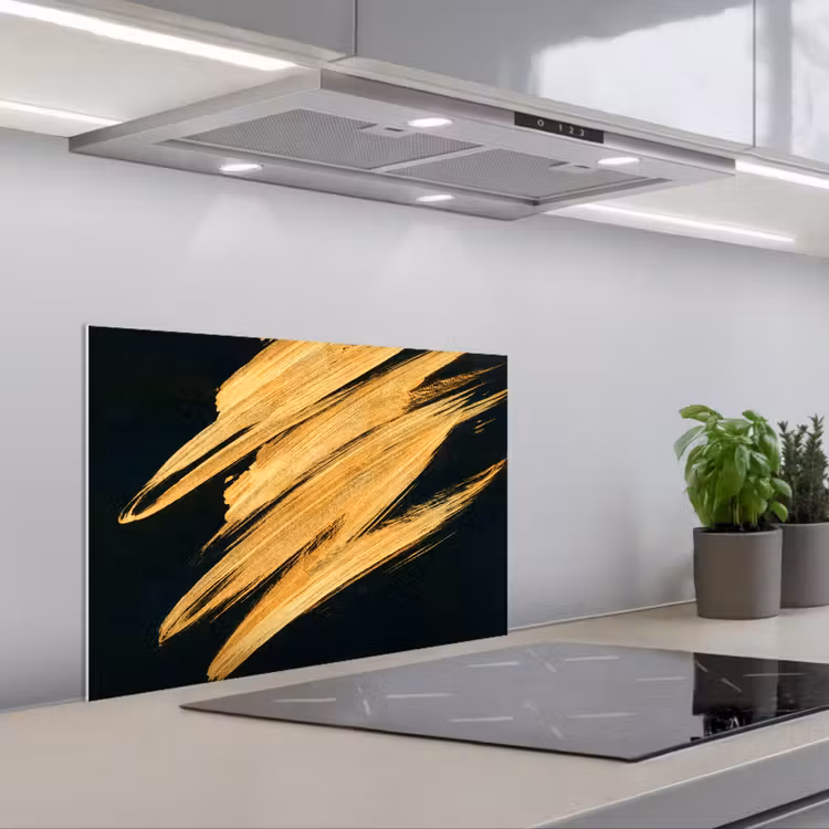 Spatscherm keuken - Goud - Verf - Strepen - Luxe - Abstract — 1