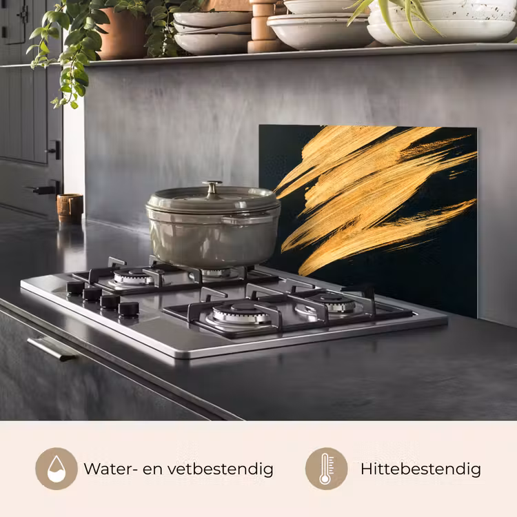 Spatscherm keuken - Goud - Verf - Strepen - Luxe - Abstract — 2