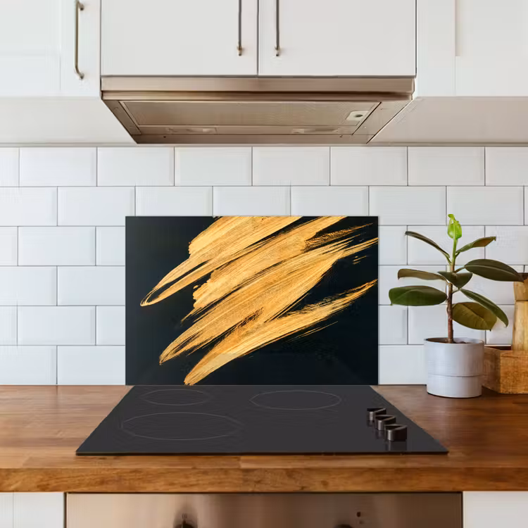 Spatscherm keuken - Goud - Verf - Strepen - Luxe - Abstract — 3