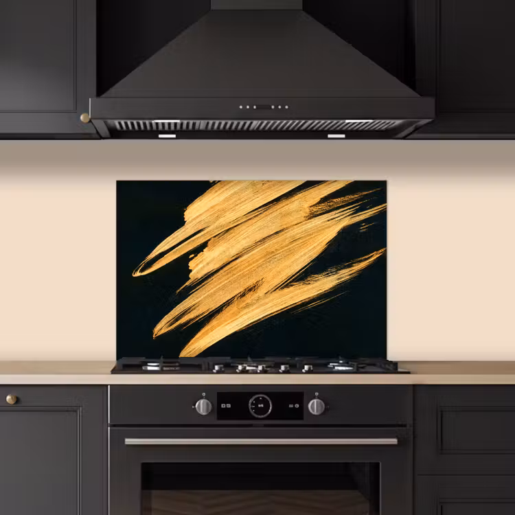 Spatscherm keuken - Goud - Verf - Strepen - Luxe - Abstract — 5