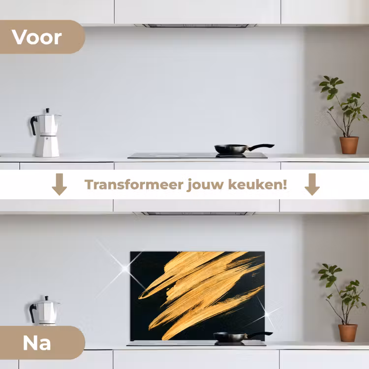 Spatscherm keuken - Goud - Verf - Strepen - Luxe - Abstract — 7