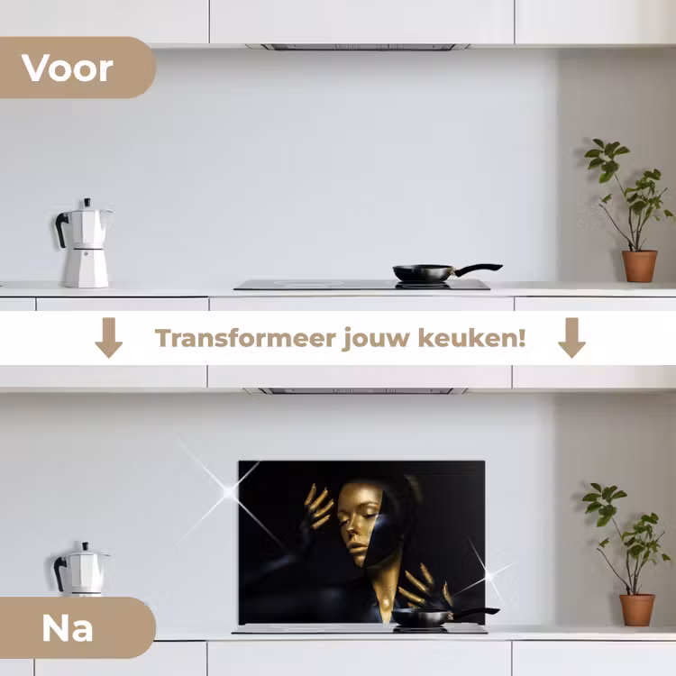 Spatscherm keuken - Make up - Kunst - Vrouw - Luxe - Goud — 7