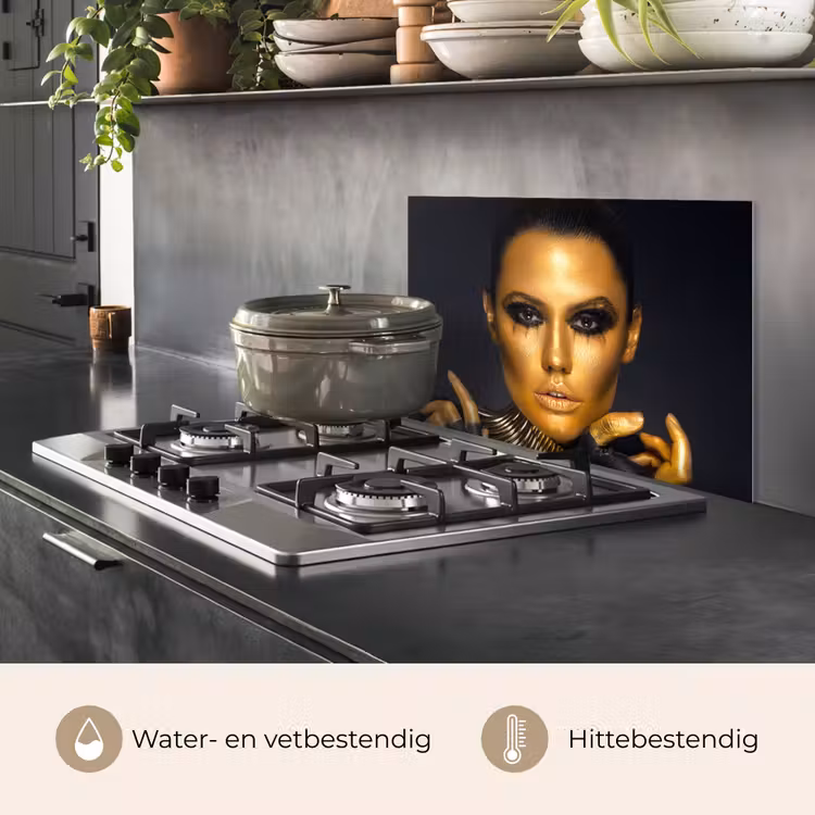 Spatscherm keuken - Make up - Tas - Goud - Luxe - Vrouw — 2