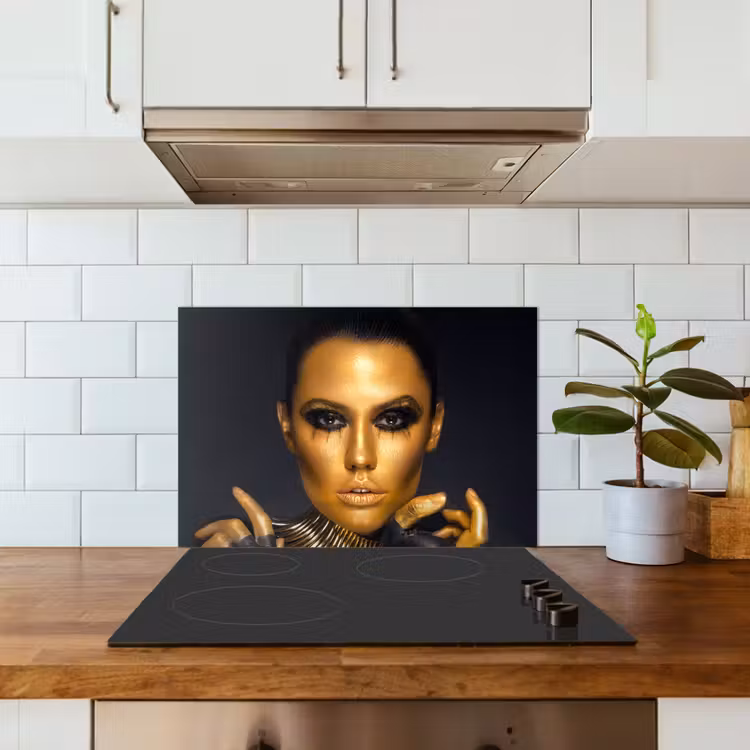 Spatscherm keuken - Make up - Tas - Goud - Luxe - Vrouw — 3