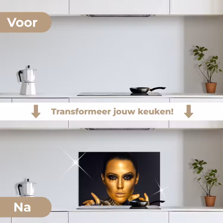 Spatscherm keuken - Make up - Tas - Goud - Luxe - Vrouw — 7