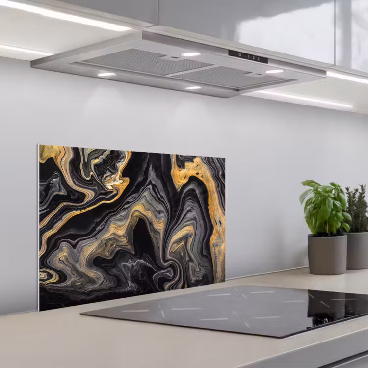 Spatscherm keuken - Marmer - Acryl - Goud - Luxe - Abstract — 1
