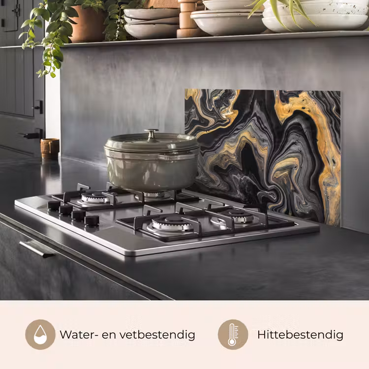 Spatscherm keuken - Marmer - Acryl - Goud - Luxe - Abstract — 2