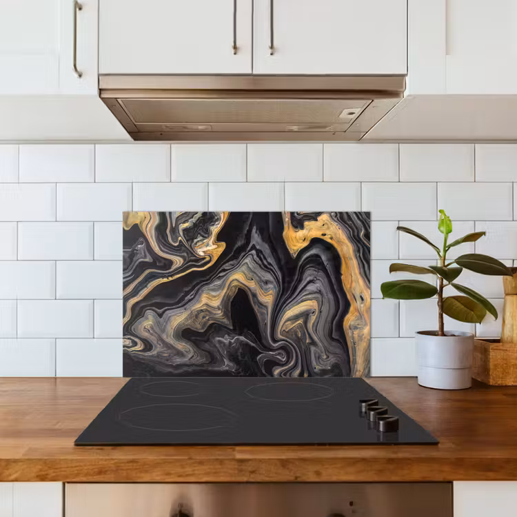 Spatscherm keuken - Marmer - Acryl - Goud - Luxe - Abstract — 3