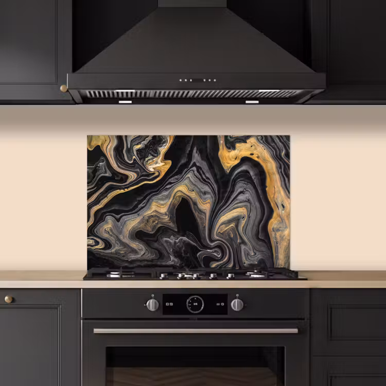 Spatscherm keuken - Marmer - Acryl - Goud - Luxe - Abstract — 5
