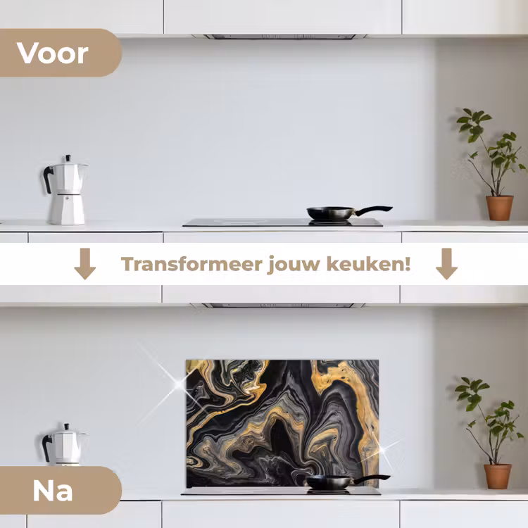 Spatscherm keuken - Marmer - Acryl - Goud - Luxe - Abstract — 7