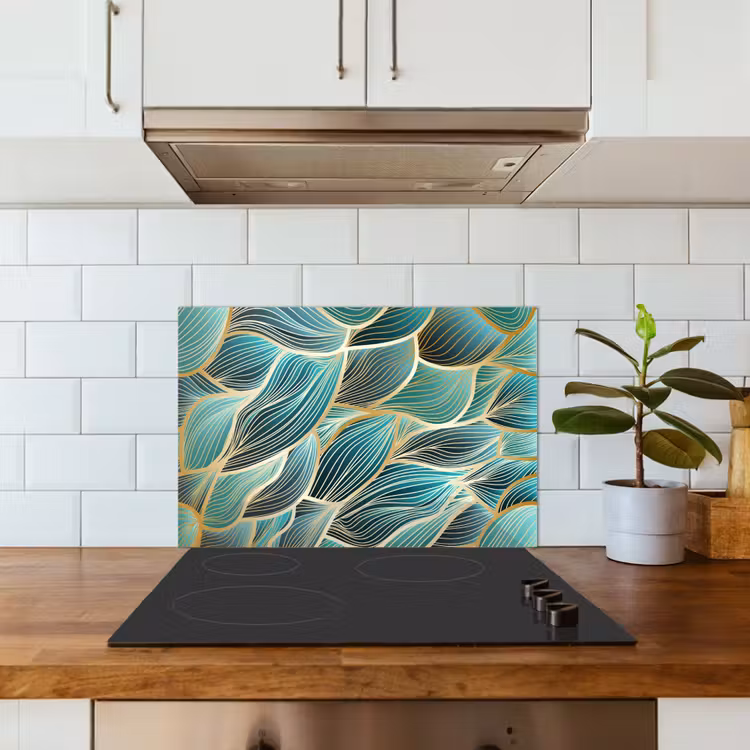 Spatscherm keuken - Patronen - Goud - Abstract - Golf — 3