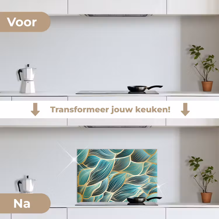 Spatscherm keuken - Patronen - Goud - Abstract - Golf — 7