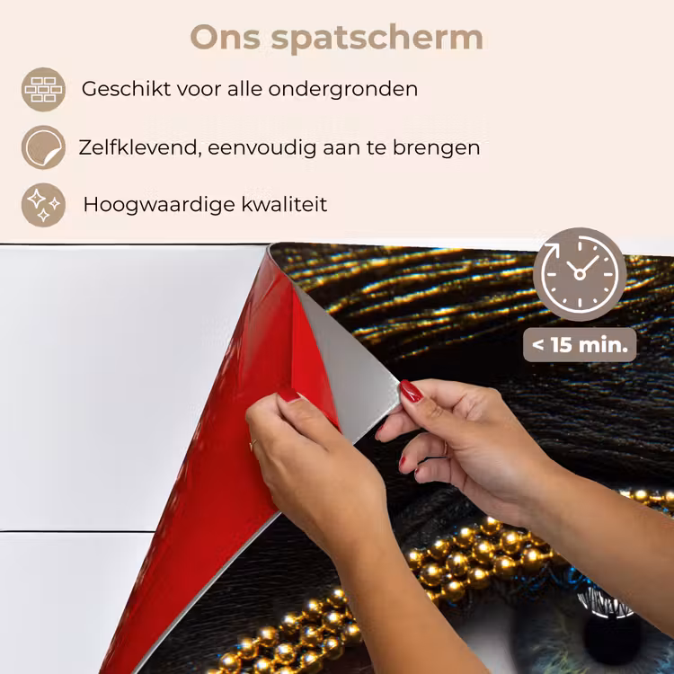 Spatscherm keuken - Vrouw - Ogen - Make up - Luxe - Goud — 4